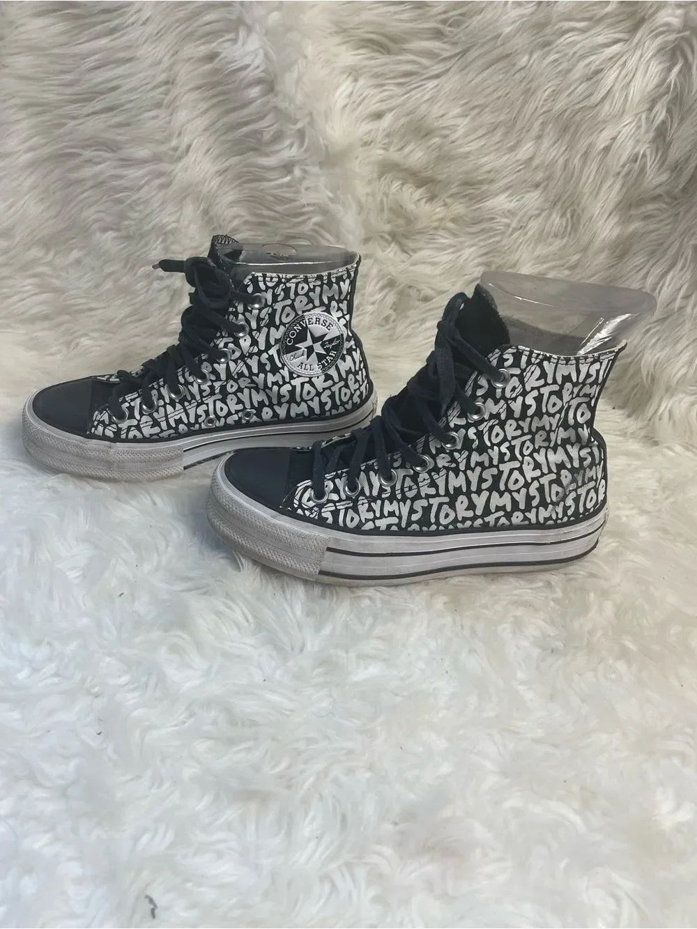 Converse Black & White All-Star Graffiti High-Top Sneakers - Kids